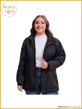 Plus Size Women's Rain Jacket Waterproof Windbreaker with Hood 1X-5X